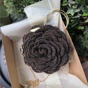 Handmade Sparkling Black Rose Purse.